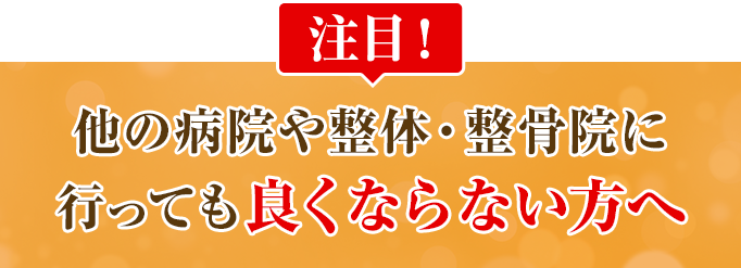 他の病院や整体・整骨院に 行っても良くならない方へ